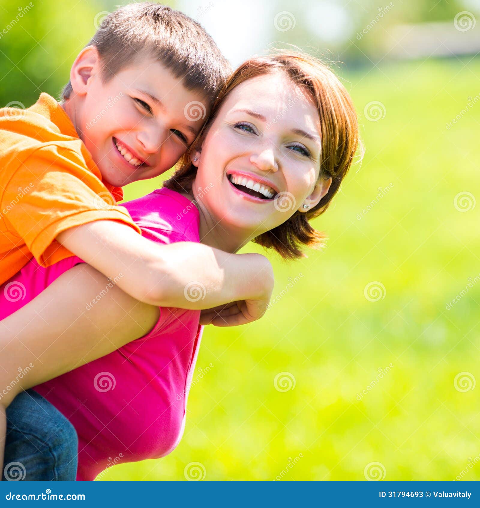 Happy Mother and Son Outdoor Portrait Stock Image Image of lifestyle