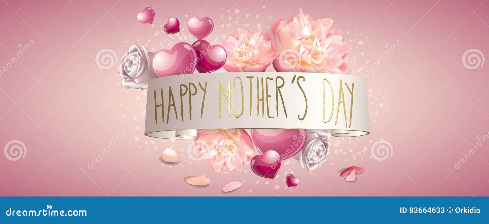 Happy mothers day banner stock vector. Illustration of hearts 83664633