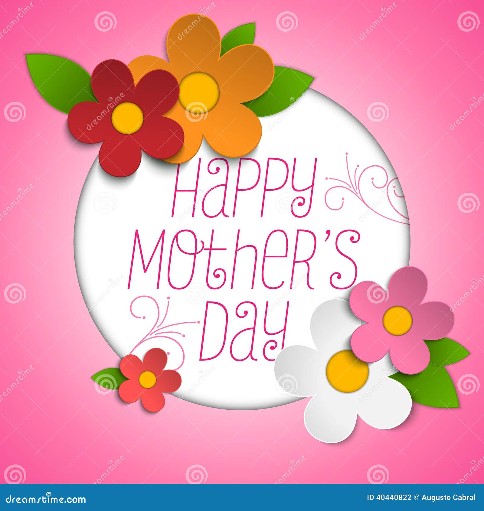 Happy Mothers Day Card with Flowers Stock Vector Illustration of