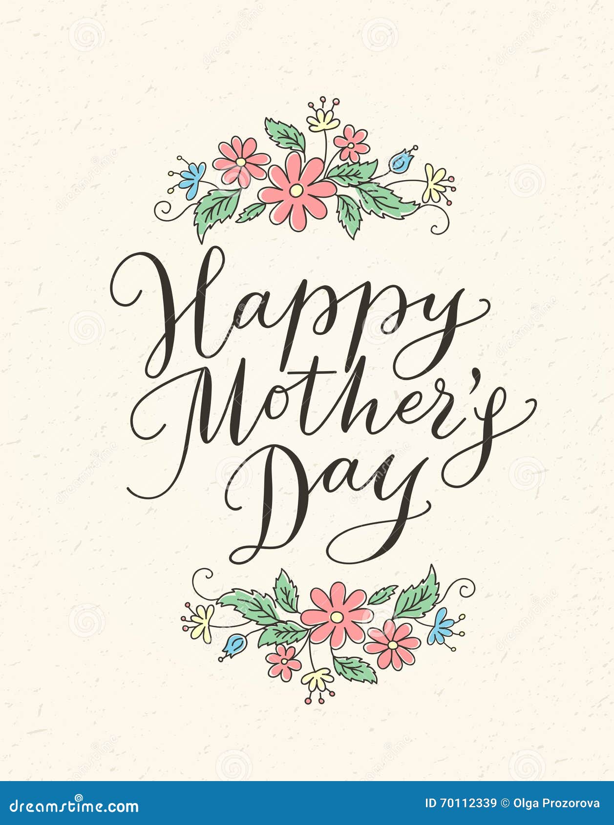 Download Happy Mothers Day Card With Hand Drawn Text And Flowers ...