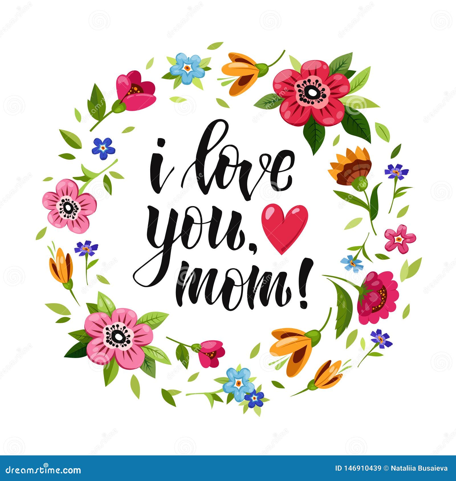 Download Happy Mothers Day Card. I Love You Mom Stock Vector ...