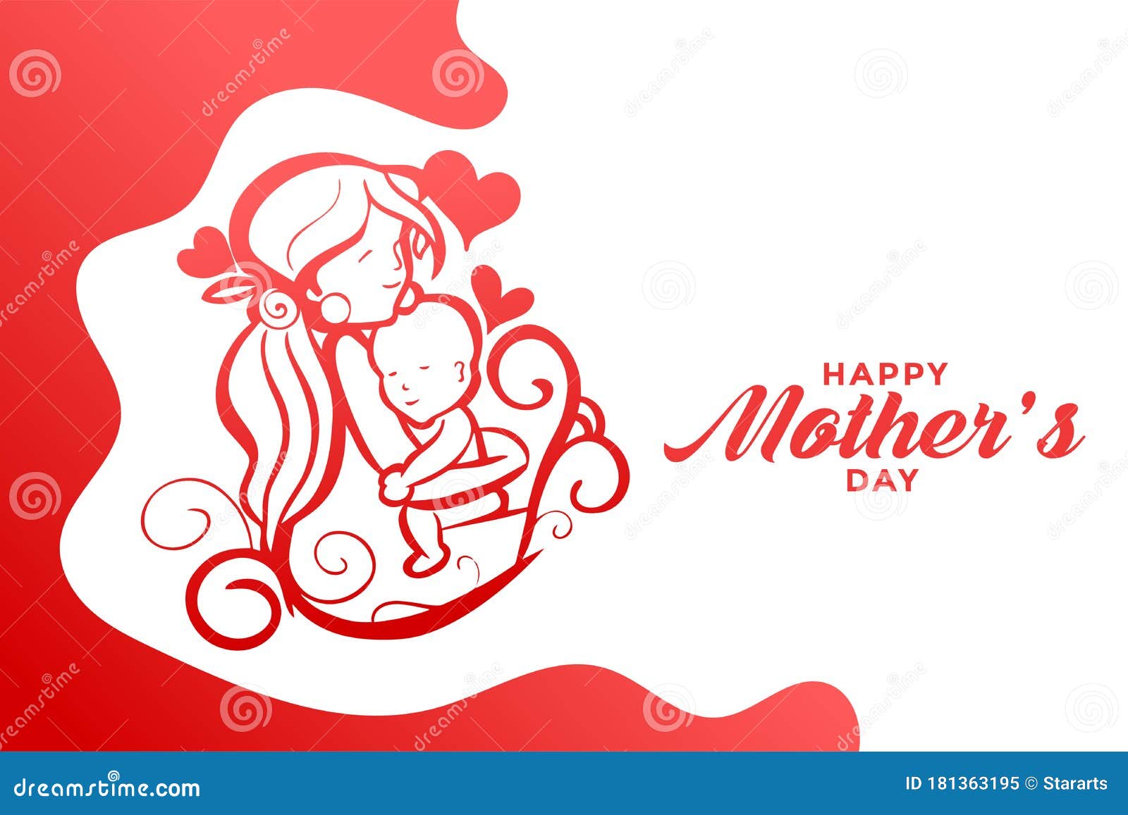 Happy Mothers Day Creative Mom and Baby Love Card Design Stock ...