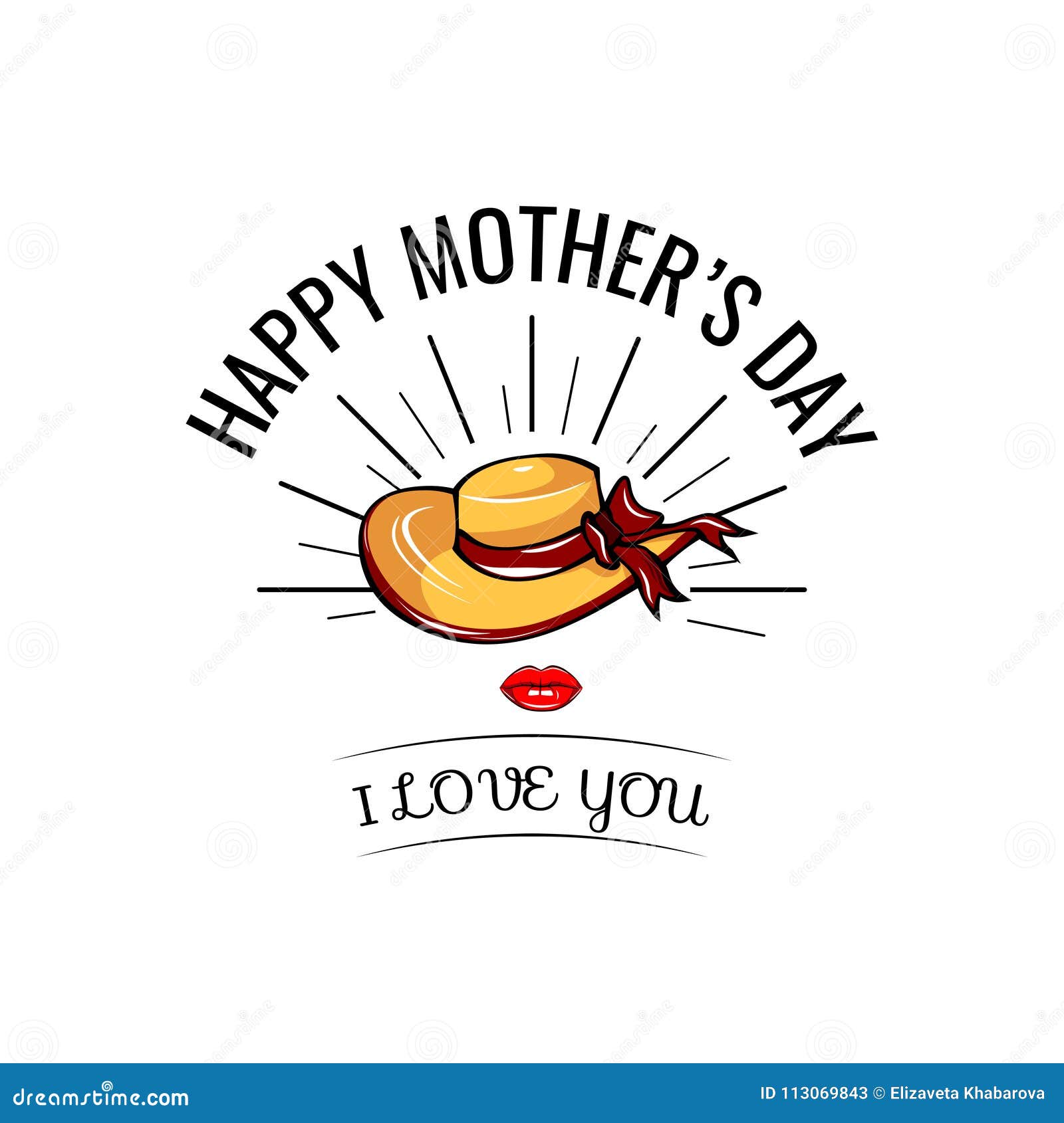 Mothers Day Card. Wide-brimmed Hat Icon. Mothers Day. Beams. Moms Day Stock  Vector - Illustration of logo, girl: 114608912