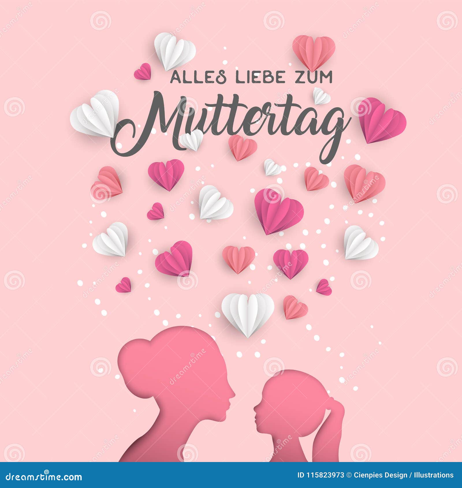 Mother Day German Card For Family Holiday Love Stock Vector Illustration Of Happy Card