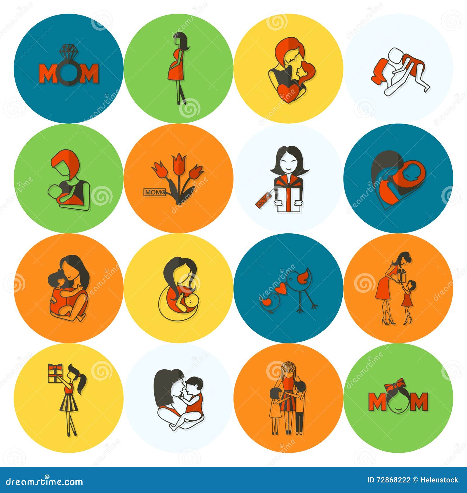Happy Mothers Day Icons stock vector. Illustration of flat - 72868222