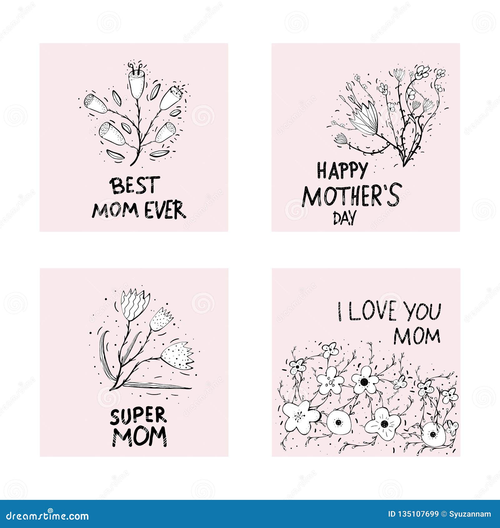 Download Happy Mothers Day Lettering With Wild Flowers. Stock ...
