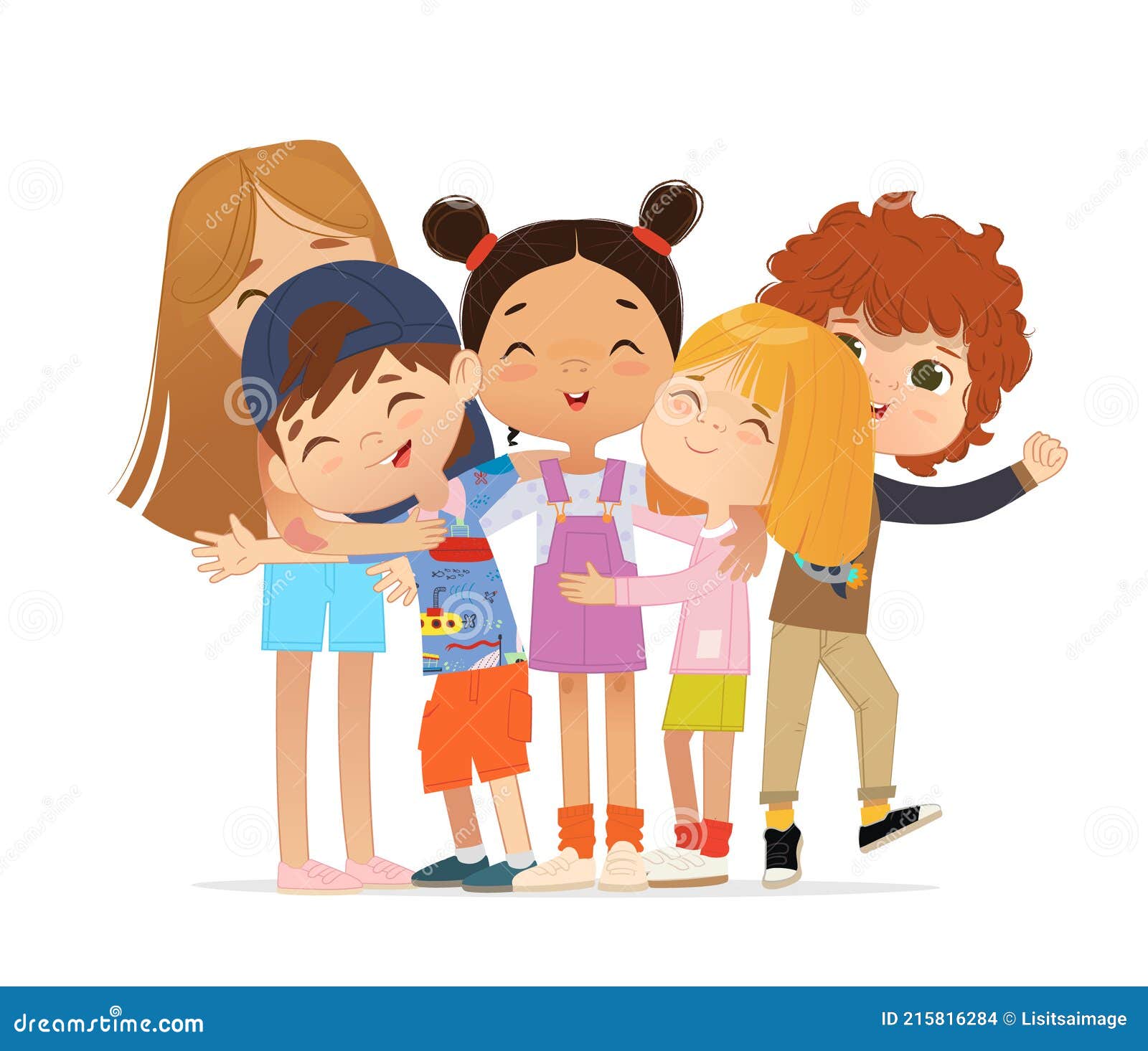 Happy Multi Aged Friends Hug Each Other. School Boys and Girls Kids Hugging. Stock Vector - Illustration of cheerful, kids: 215816284 Happy Multi Aged Friends Hug Each Other. School Boys and Girls Kids Hugging. Stock Vector - Illustration of cheerful, kids: 215816284