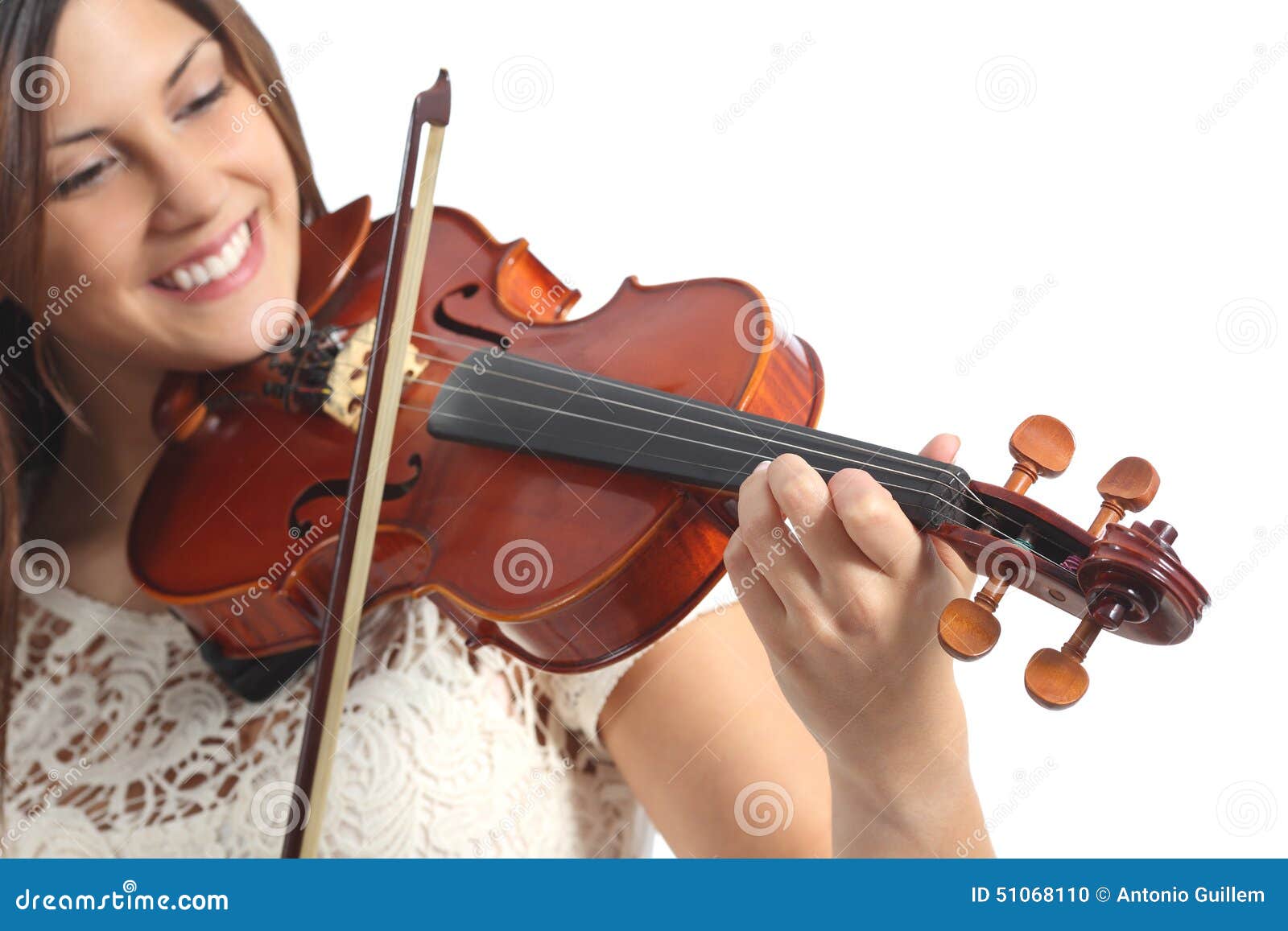 Happy Musician Playing Violin Stock Photo Image of female, instrument 51068110