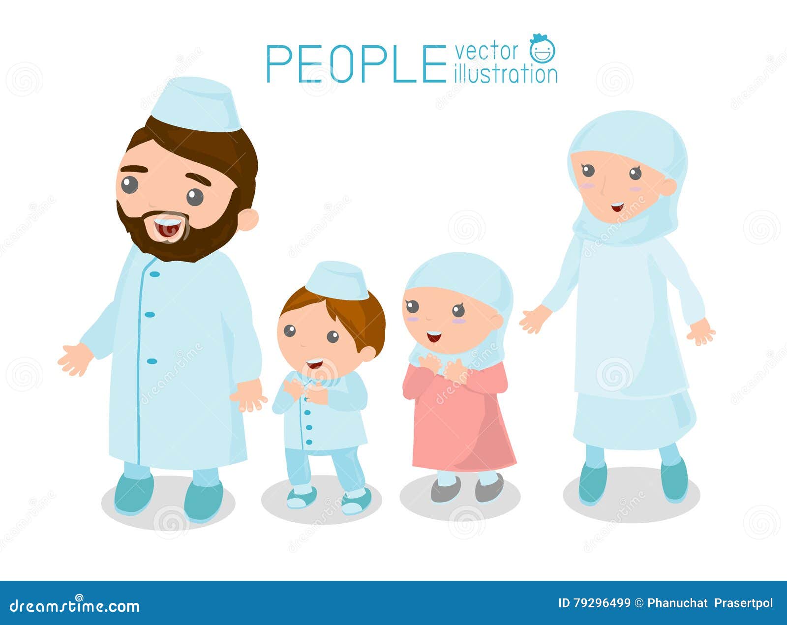 Happy Muslim Family Cartoon Stock Vector Image 45749868