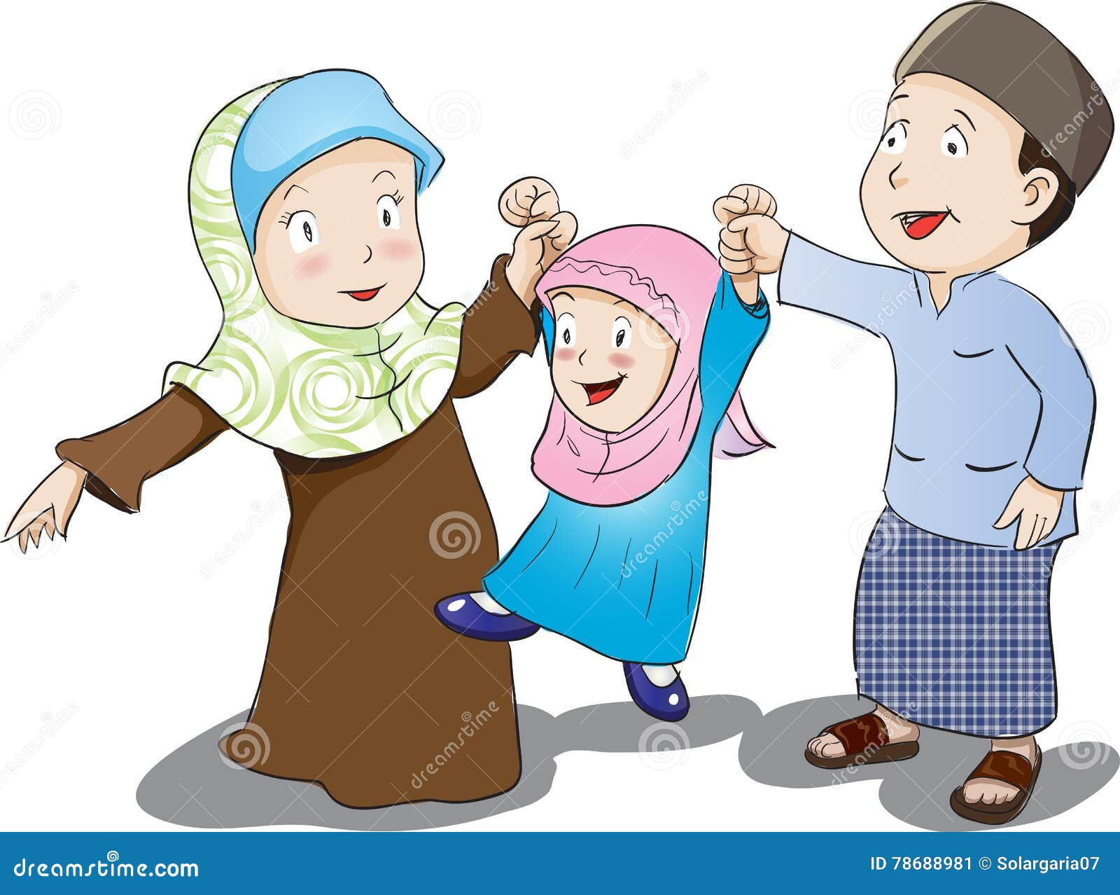 Happy Muslim Family Cartoon Stock Vector Image 45749868