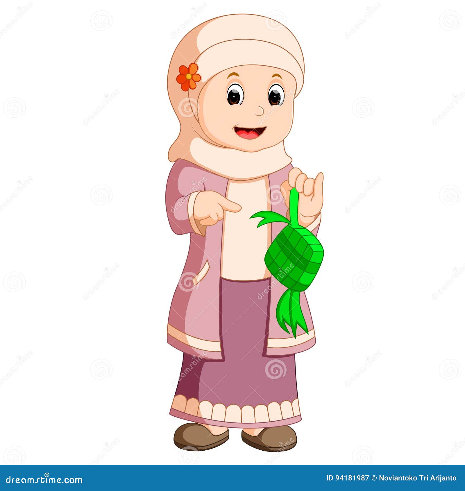 Happy Muslim kid cartoon stock vector. Illustration of female - 94181987