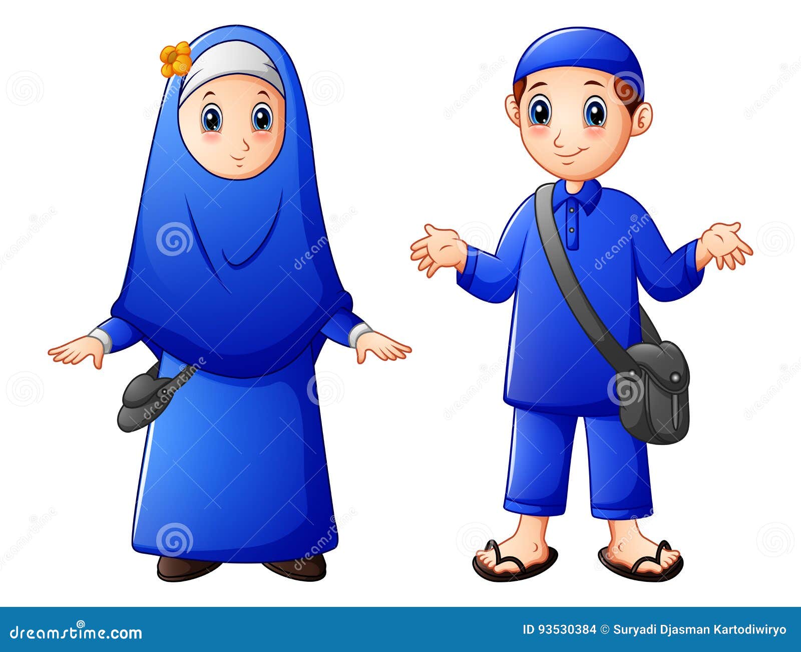 Happy Muslim Kid Cartoon Isolated On White Background Stock Vector