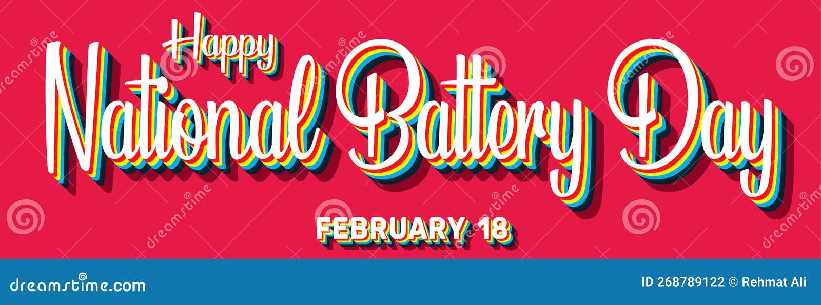 Happy National Battery Day, February 18. Calendar of February Retro