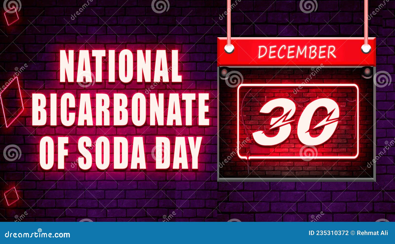 30 December, National Bicarbonate of Soda Day, Neon Text Effect on