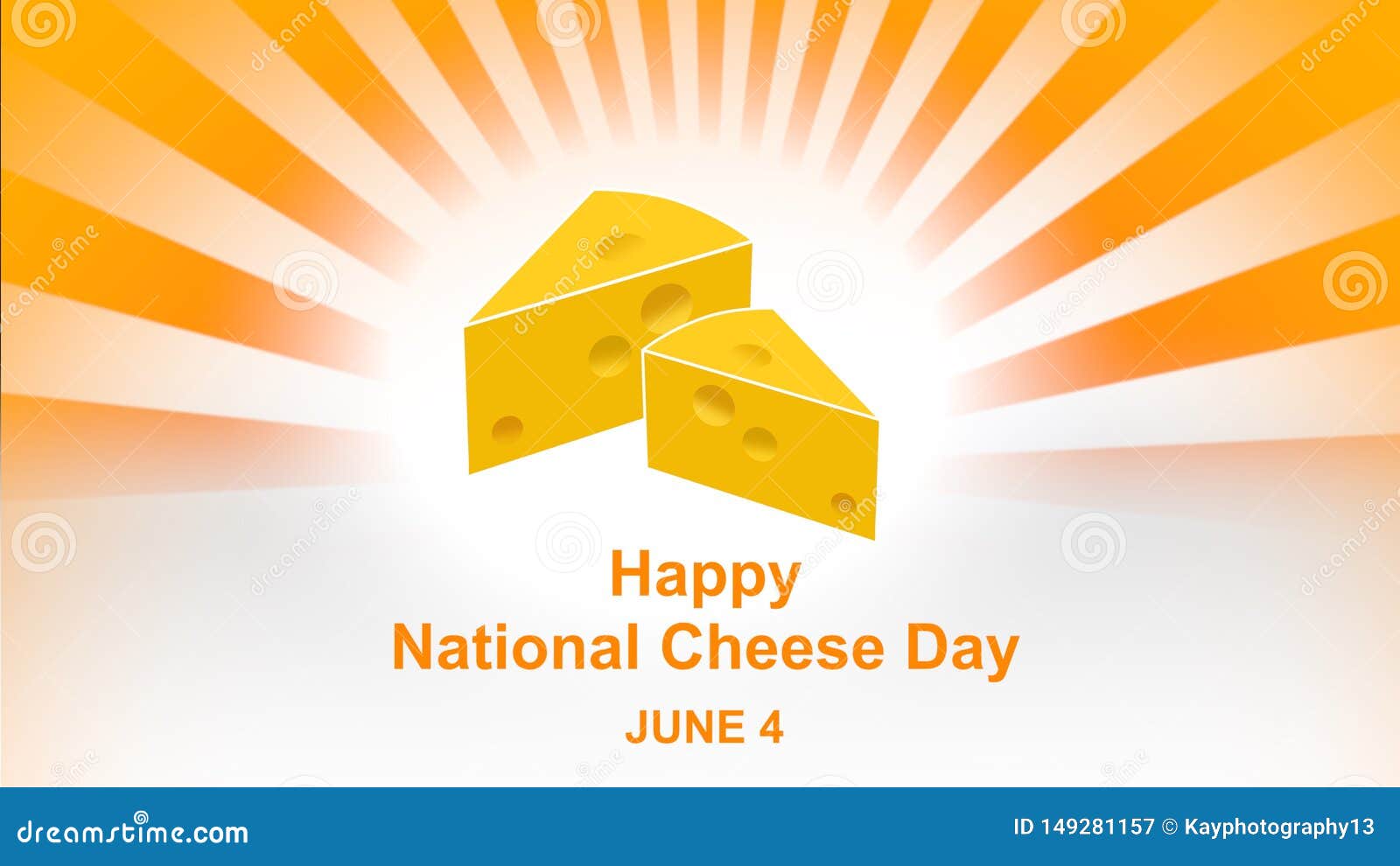 Happy National Cheese Day Lettering on Colourful Sunbeam Background