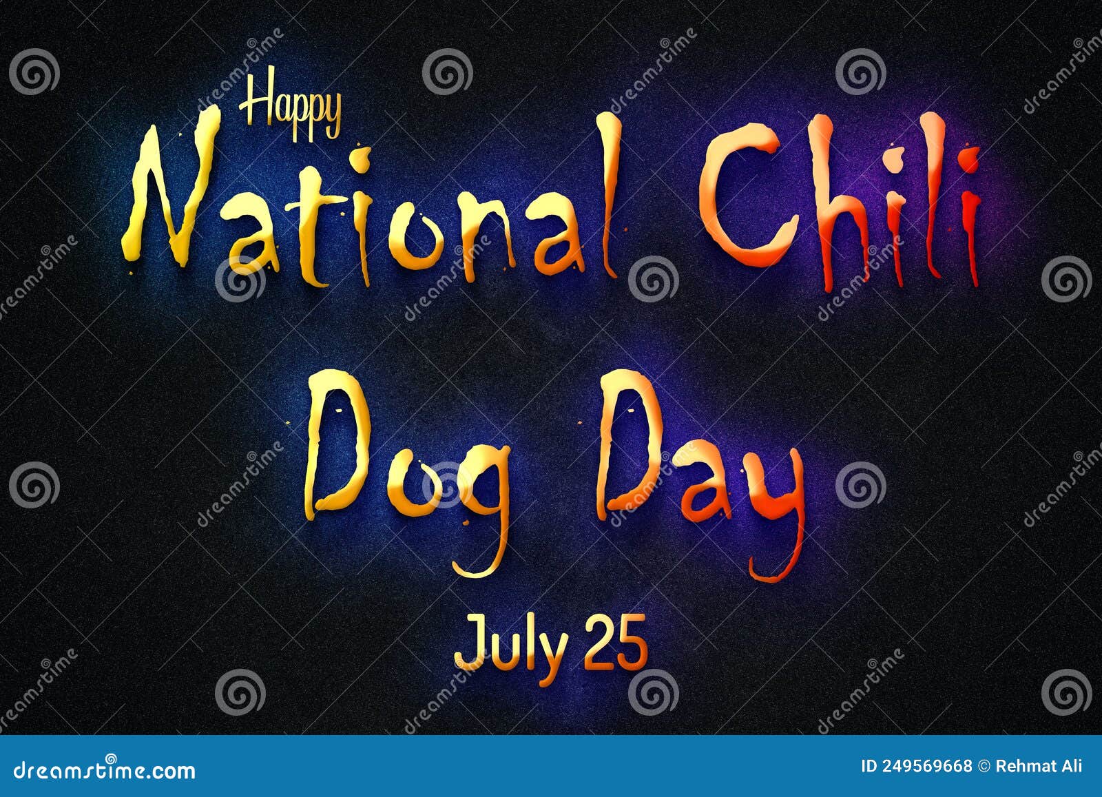 Happy National Chili Dog Day, July 25. July Calendar on Workplace Neon