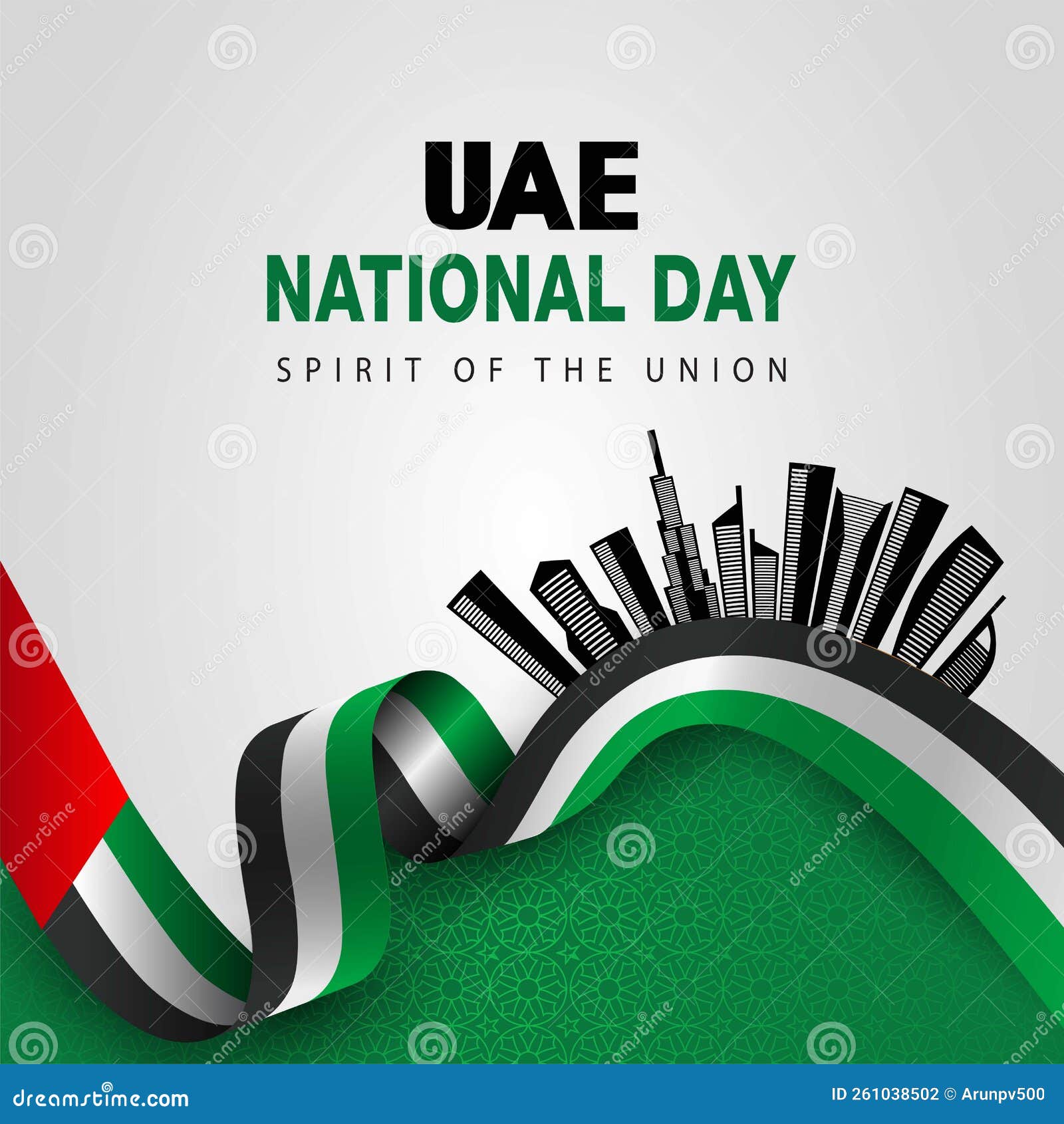 Happy National Day UAE. Vector Illustration Flag and City Stock Vector Illustration of