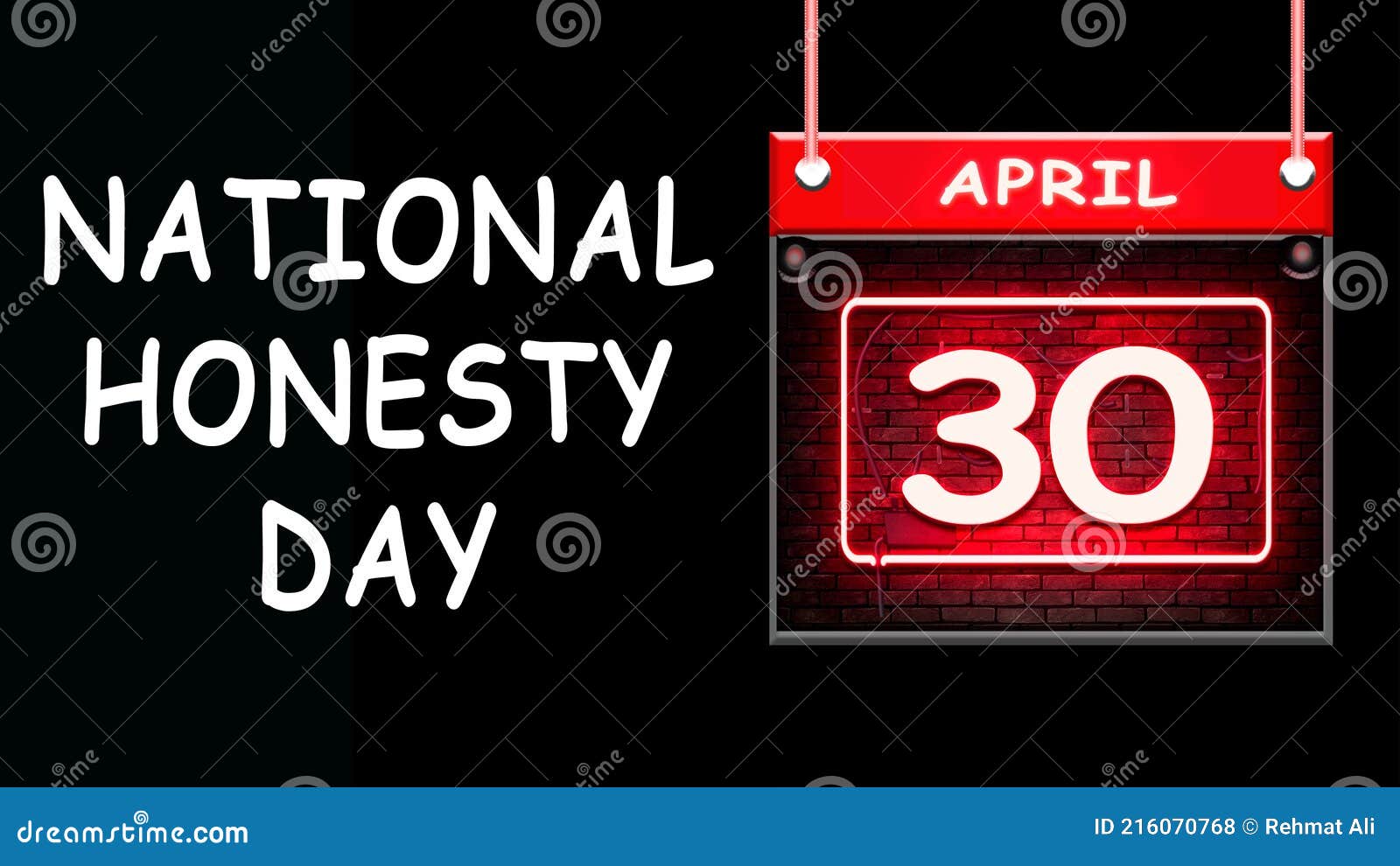 30 April, National Honesty Day. Neon Text Effect on Bricks Background