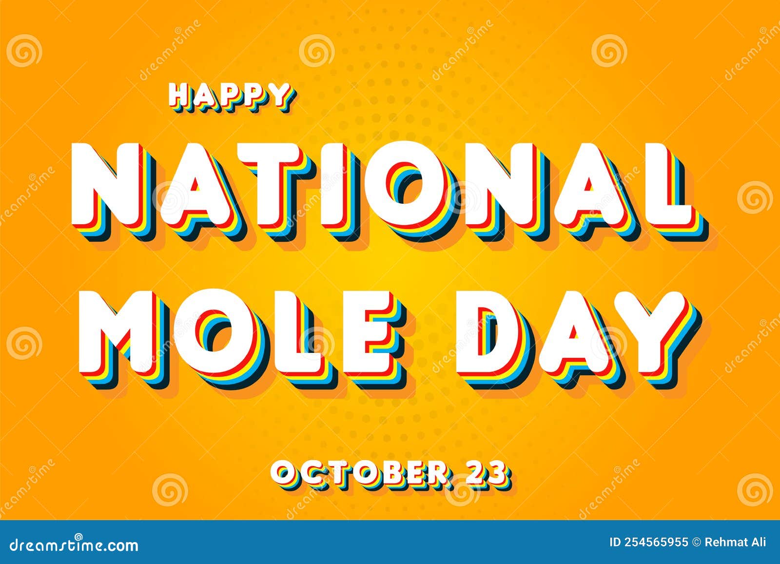 Happy National Mole Day, October 23. Calendar of October Retro Text