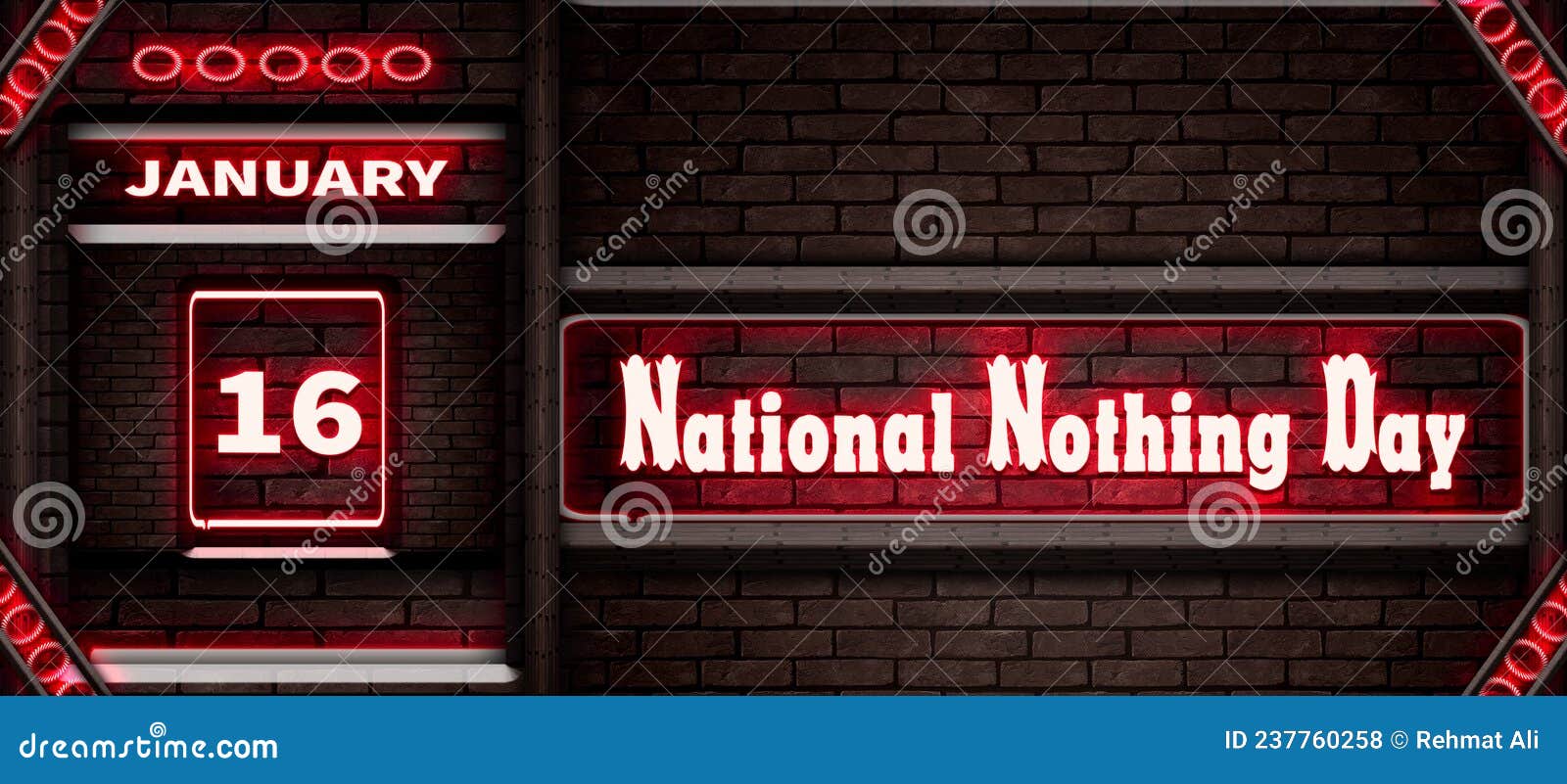 16 January, National Nothing Day, Neon Text Effect on Bricks Background
