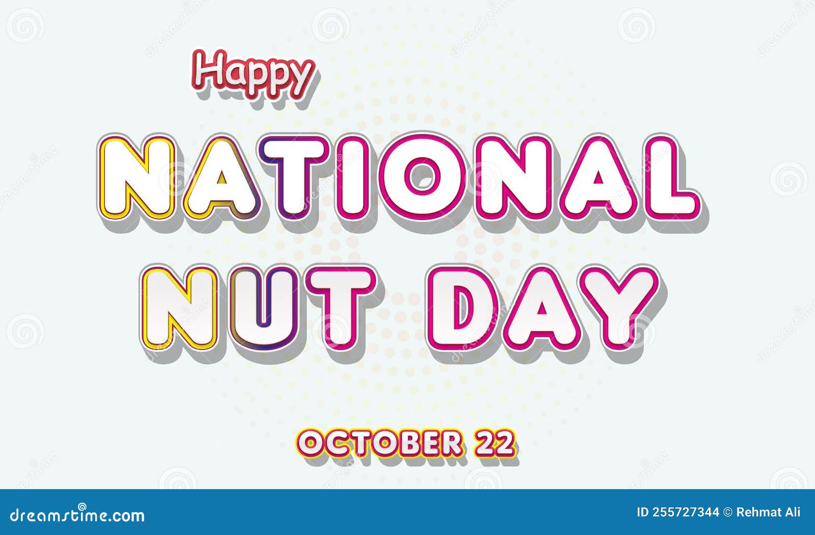 Happy National Nut Day, October 22. Calendar of October Retro Text