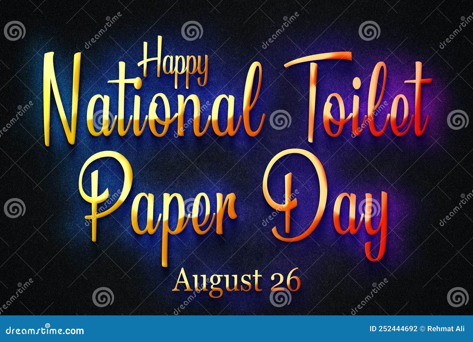 Happy National Toilet Paper Day, August 26, Empty Space for Text, Copy Space Right Text Effect