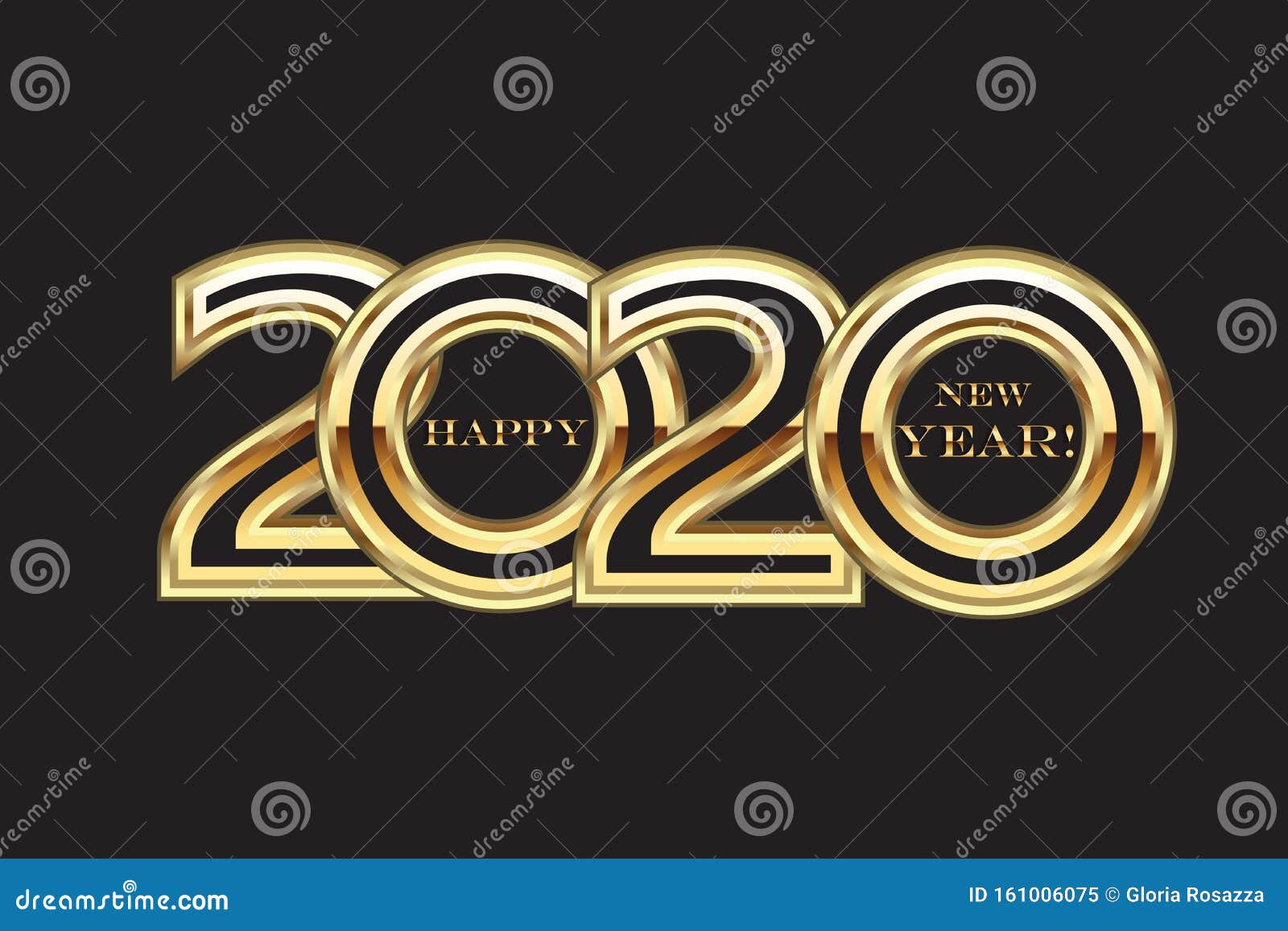 Happy 2020 Neues Jahr Gold Party Karte Vektor Bild Vektor Abbildung