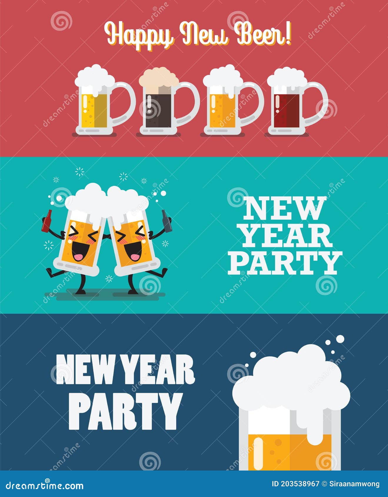 Happy new beer collection stock vector. Illustration of alcohol - 203538967