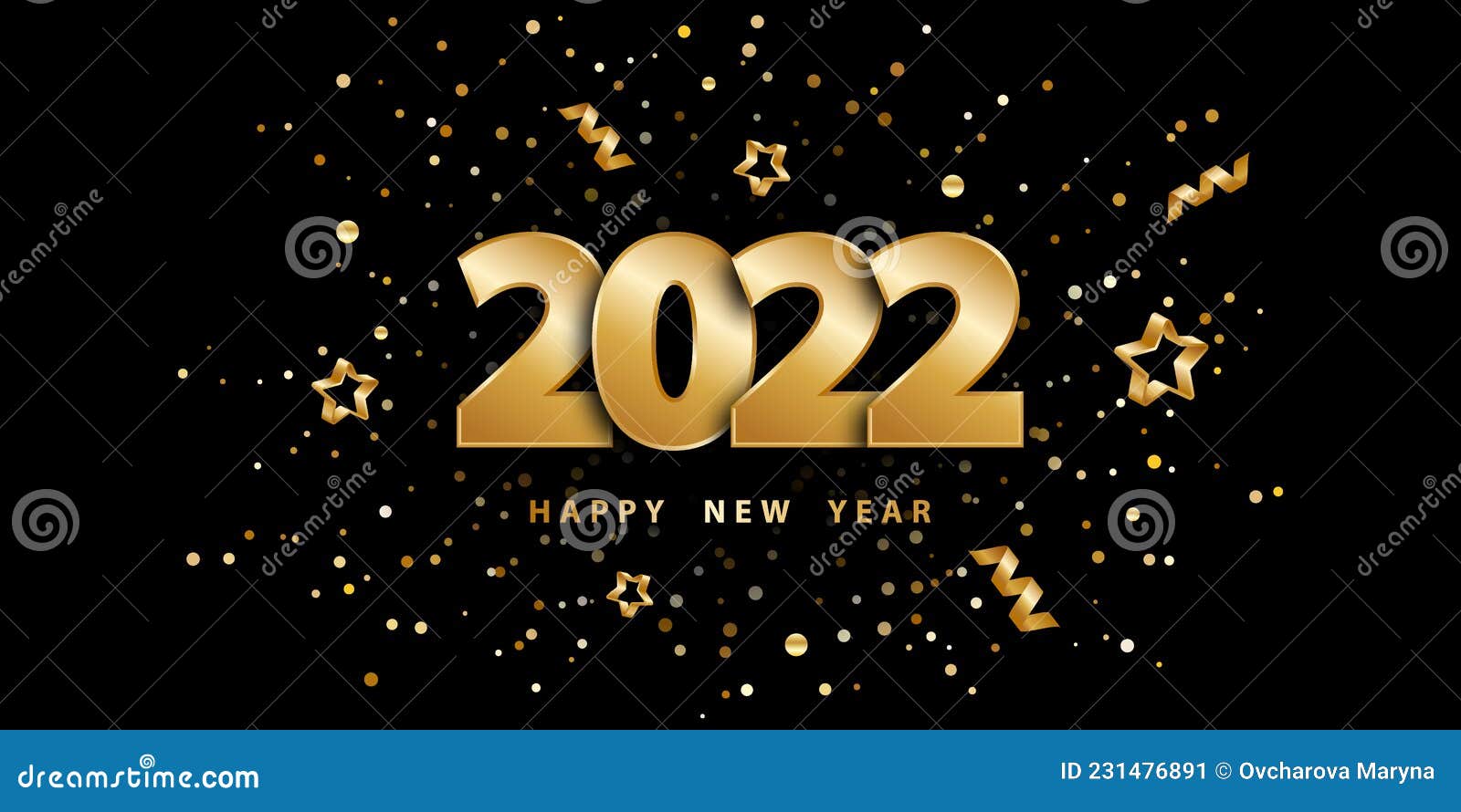 Happy New Year 2022. Festive Black Background with Golden Numbers ...