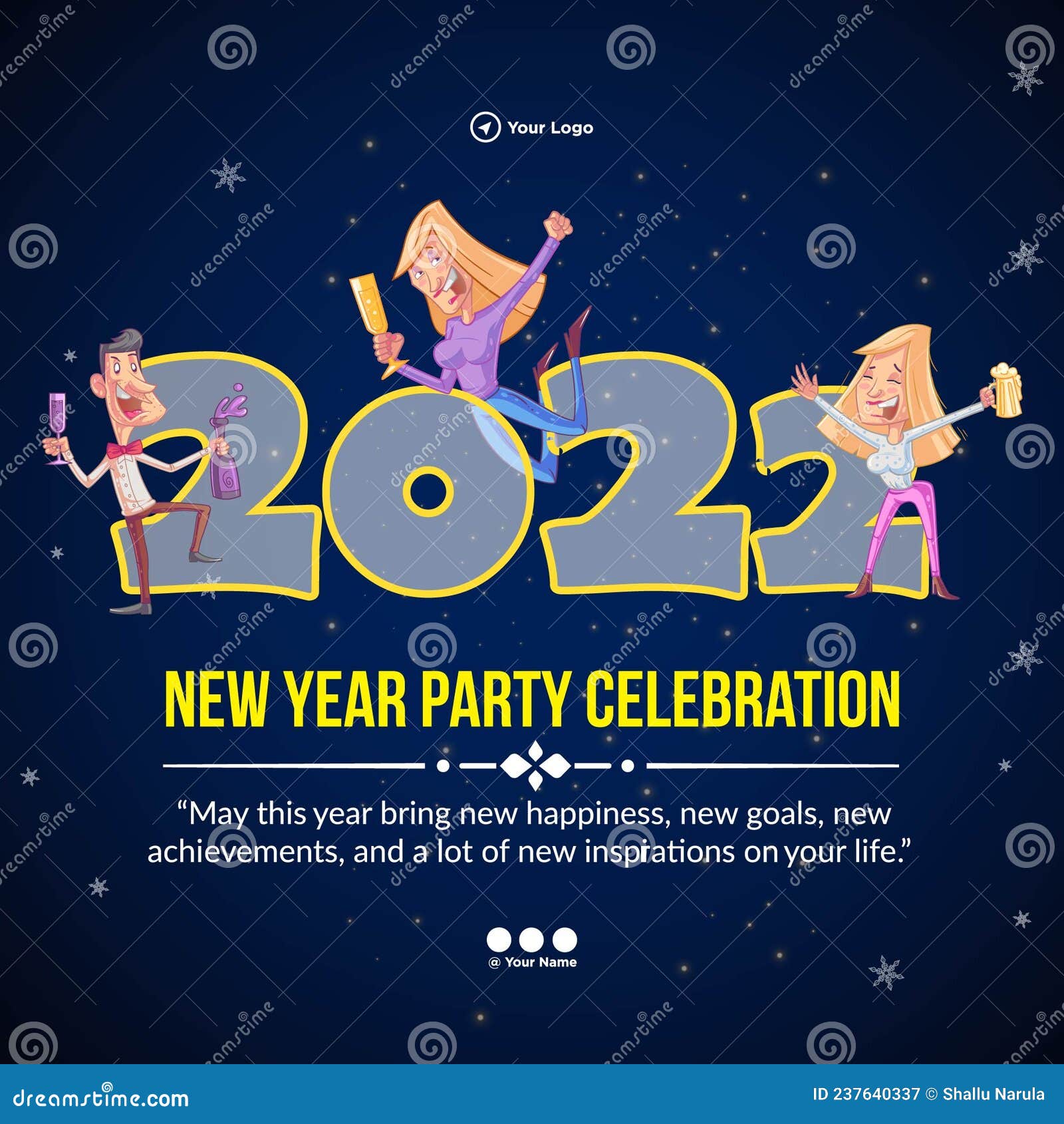New Year Party Celebration Banner Design Stock Vector Illustration of