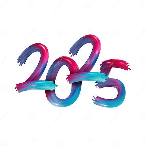 Happy New Year 2025. Abstract Text from the Smears of Acrylic Paint Stock Vector Illustration