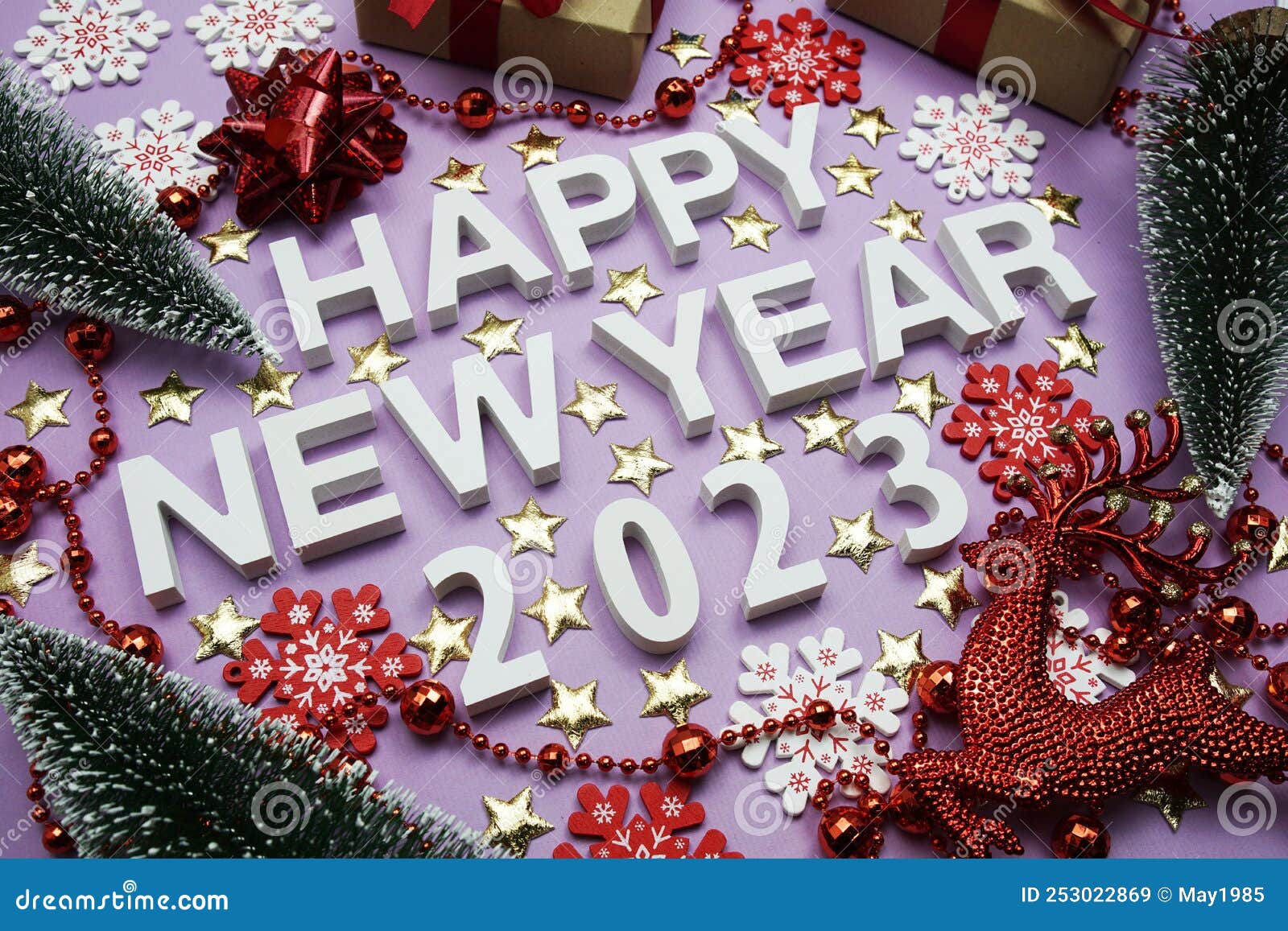 Happy New Year 2023 Alphabet Letters on Purple Background Stock Image ...