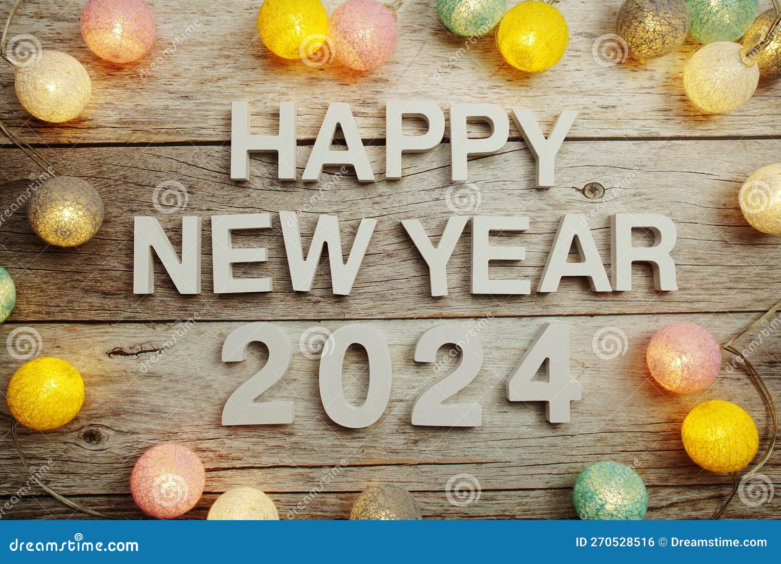 Happy New Year 2024 Alphabet Letters on Wooden Background Stock ...