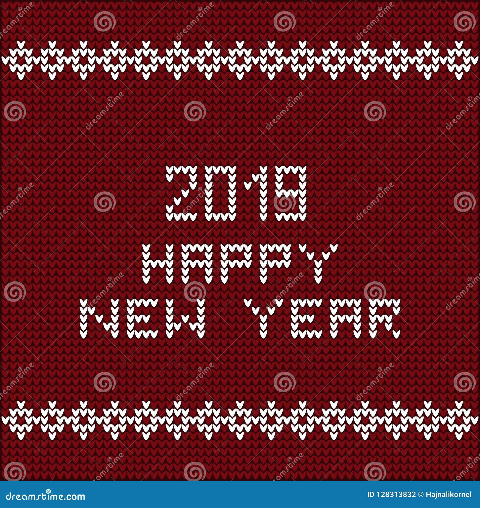 Happy New Year 2019 As Knitwear Design Stock Vector - Illustration of ...