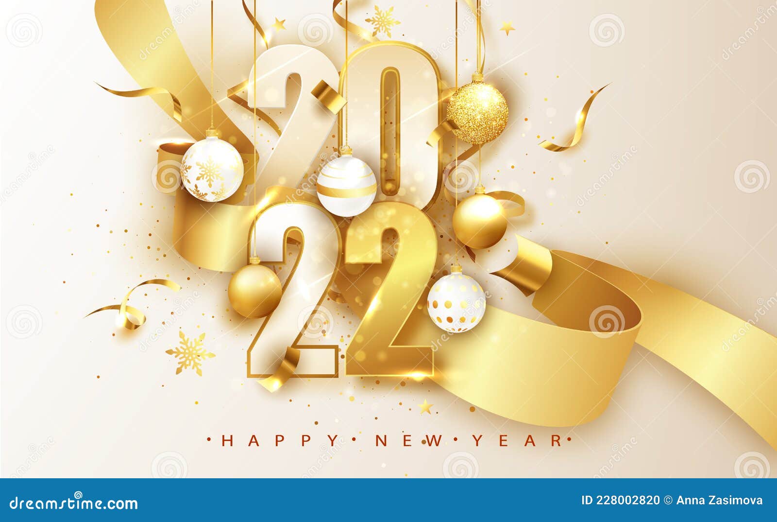2022 Happy New Year Background. Banner with Numbers Date 2022. Vector  Illustration. Stock Vector - Illustration of postcard, branch: 228002820