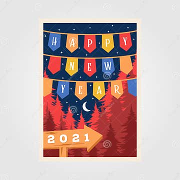 Happy New Year Background Poster Retro Illustration Vector Design Stock ...