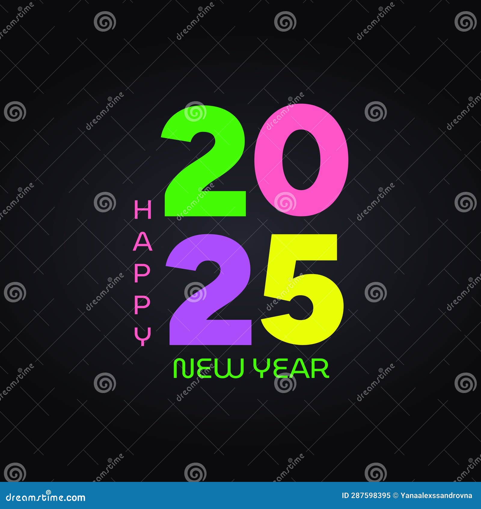 Happy New Year 2025 Background Template with Color Numbers.Vector