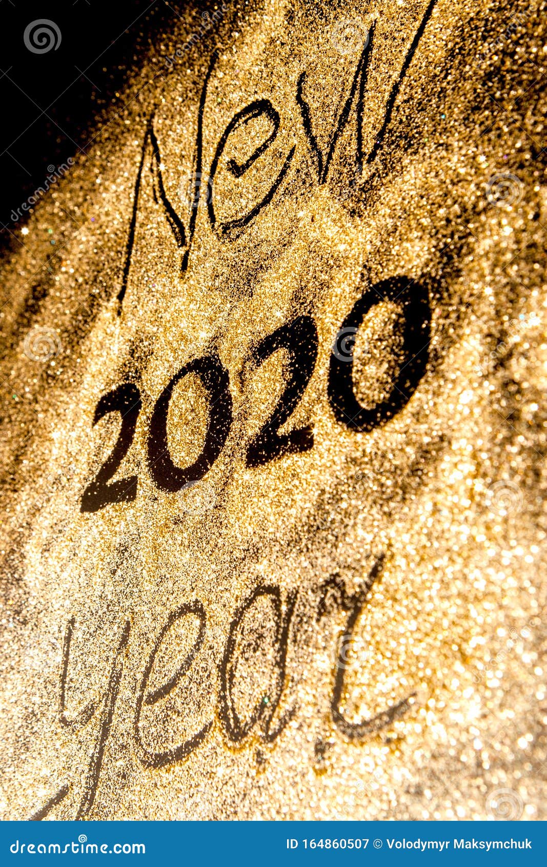 Happy New Year 2020. Beautiful Sparkling Golden Number 2020 on ...