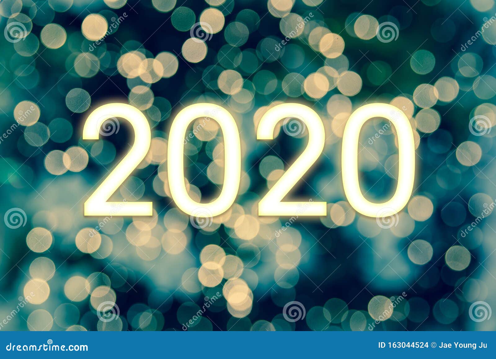 Happy New Year 2020. Bokeh Lights Abstract Background Stock Photo ...