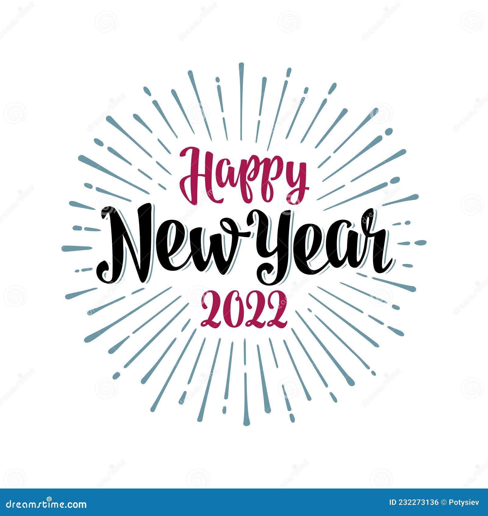 Happy New Year 2022 Calligraphy Lettering with Salute. Isolated on White  Stock Vector - Illustration of poster, holiday: 232273136