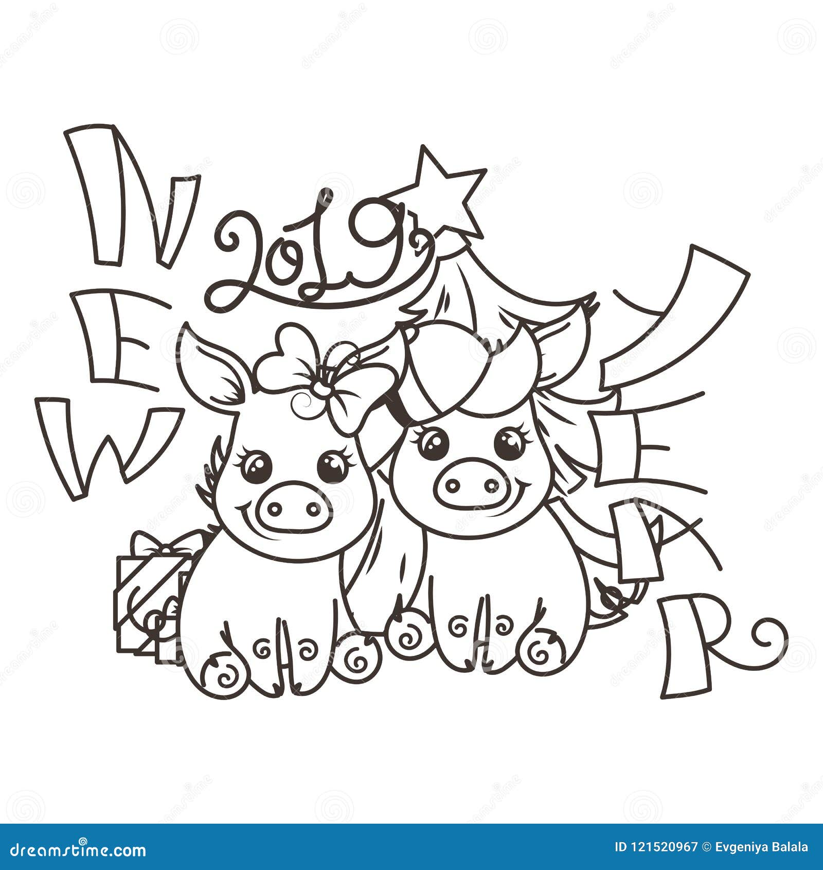 Download Happy New 2019 Year Card With Cartoon Baby Pig. Small Symbol Of Holiday. Stock Vector ...