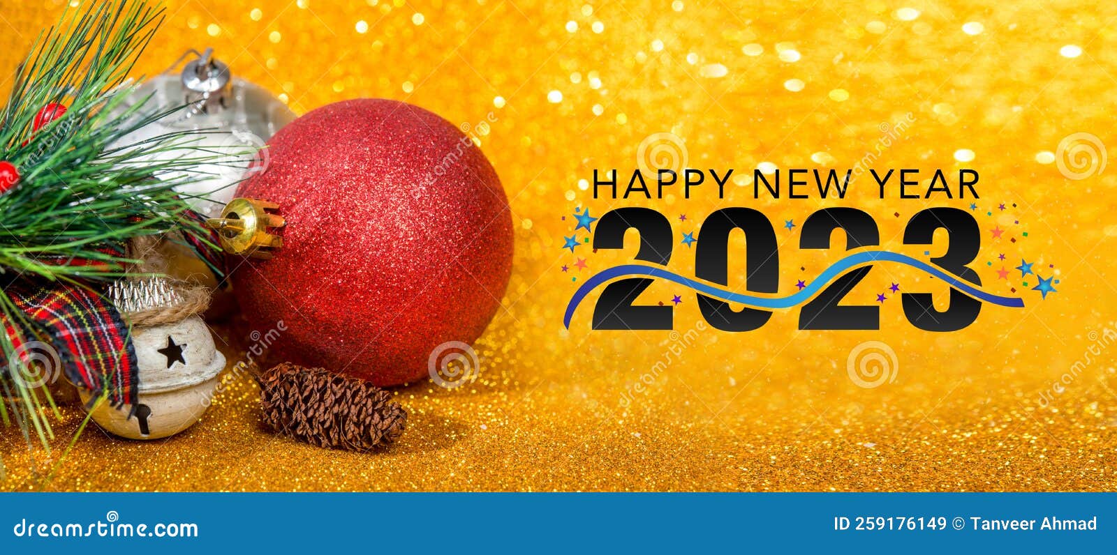 Happy New Year 2023 Celebration Banner with Glitter Background and ...