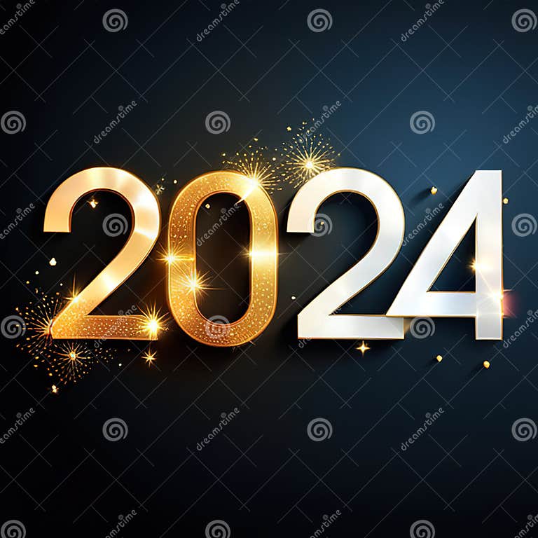 Happy New Year Celebration 2024 Sparkles Banner Bright Sparkling Card ...