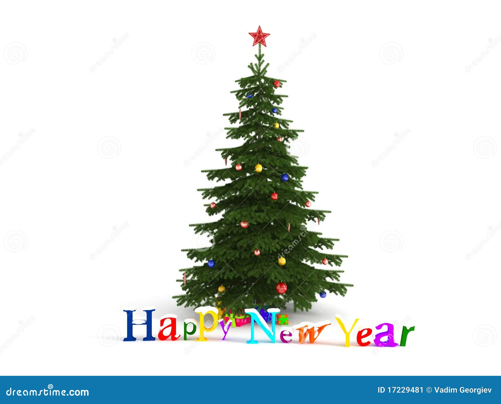 Happy New Year Christmas Tree Stock Image - Image: 17229481