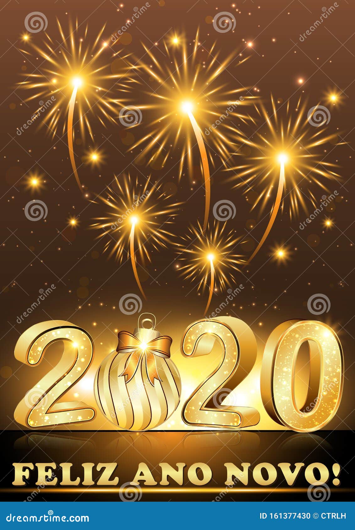 Happy New Year 2020 Written in Portuguese - Greeting Card with ...