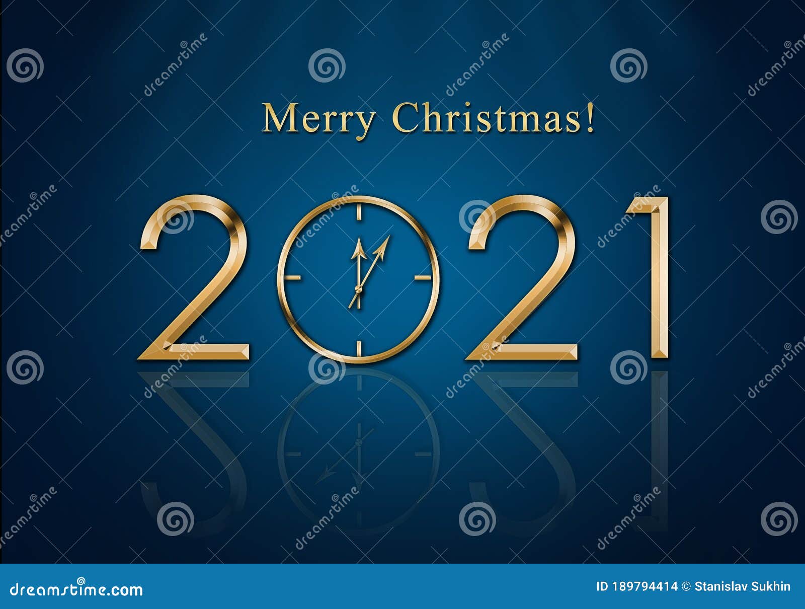 Happy New Year 2021. New Year Clock.Christmas Card Stock Illustration