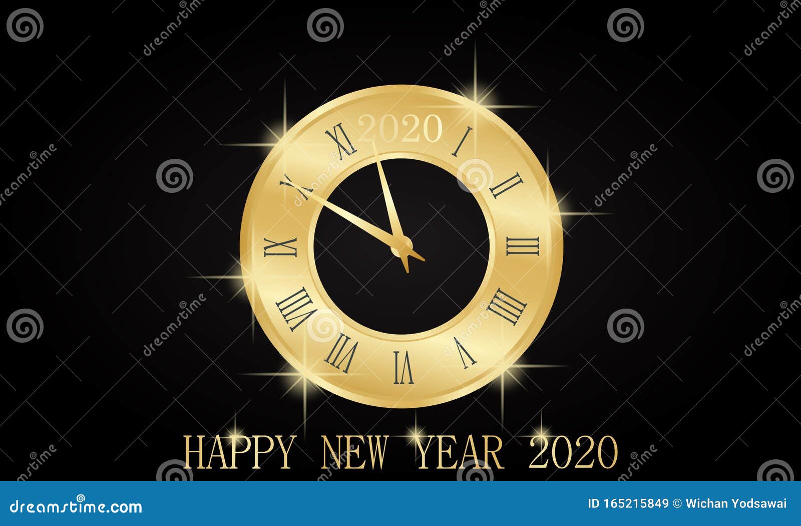 HAPPY NEW YEAR 2020 CLOCK Golden with Roman Dial Countdown To 2020 ...