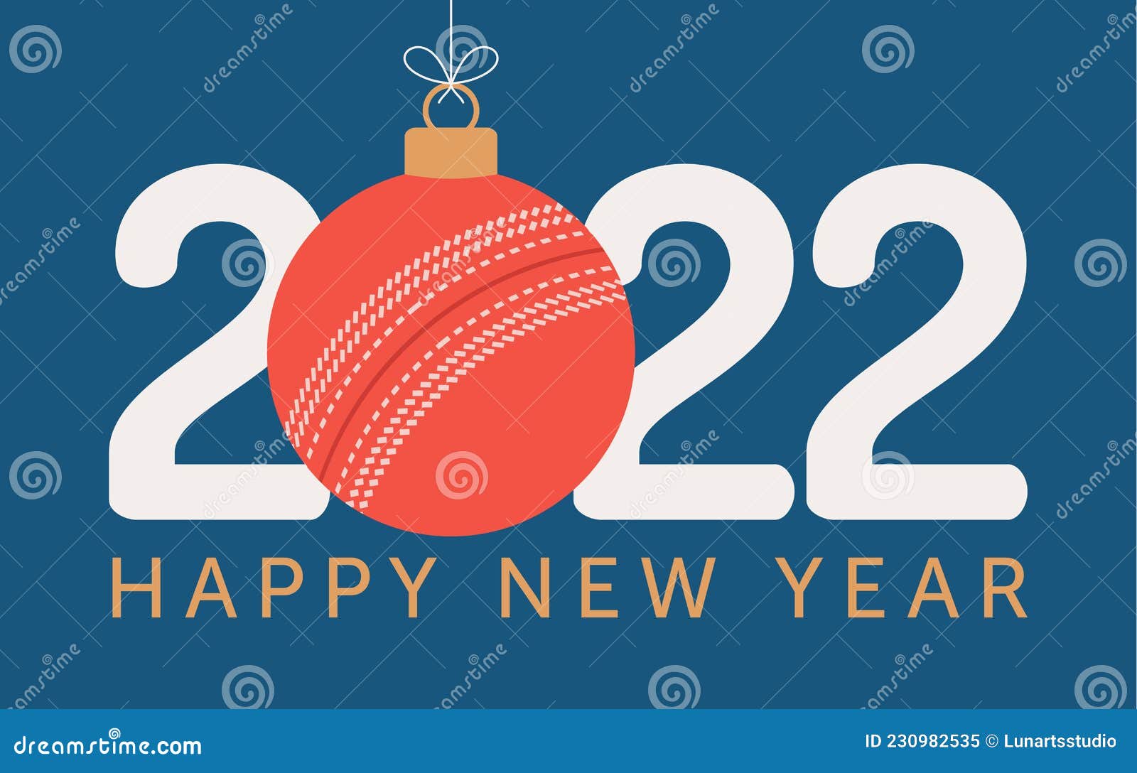 2022 Happy New Year Cricket Vector Illustration. Flat Style Sports 2022  Greeting Card with a Cricket Ball on the Color Background Stock Vector -  Illustration of greeting, christmas: 230982535