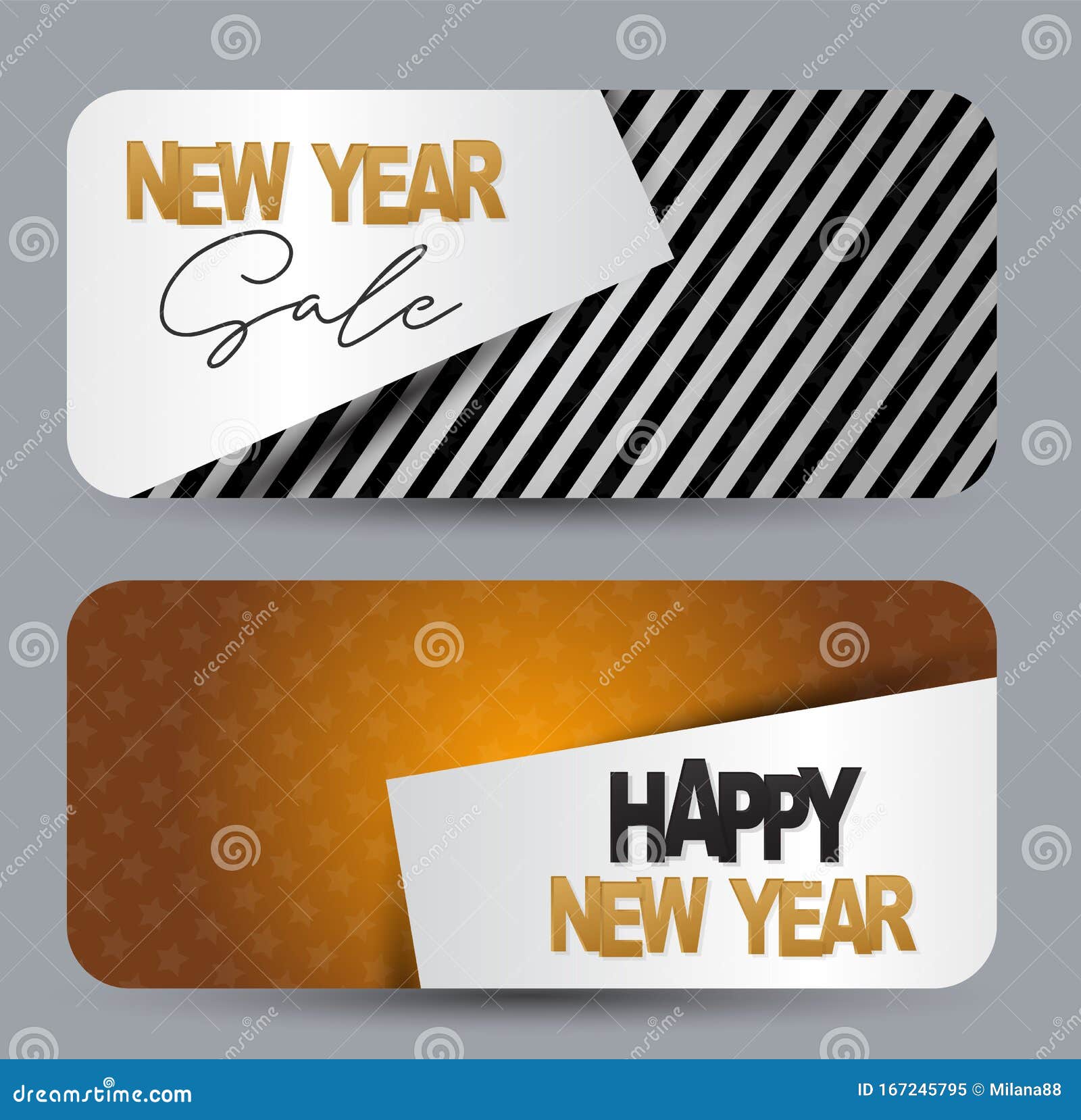 Happy New Year Design Concept. Gift Card Or Voucher. Black