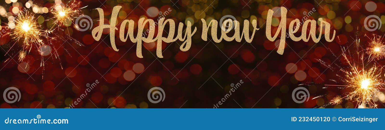 HAPPY NEW YEAR 2022 - Festive Silvester Background Panorama Greeting Card  Banner Long - Golden Firework and Red Bokeh Light in Stock Photo - Image of  silvester, light: 232450120